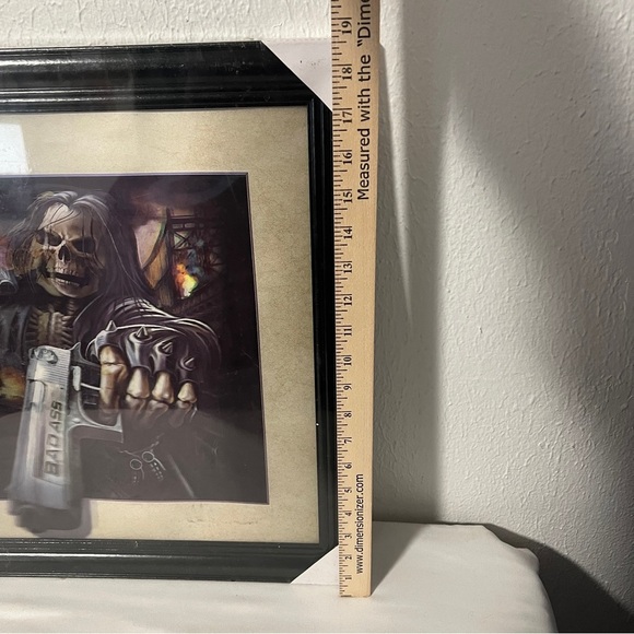Big Boss Badass 3D Hologram Grim Reaper New Skull Art Black Frame Wall Frame - Picture 4 of 5